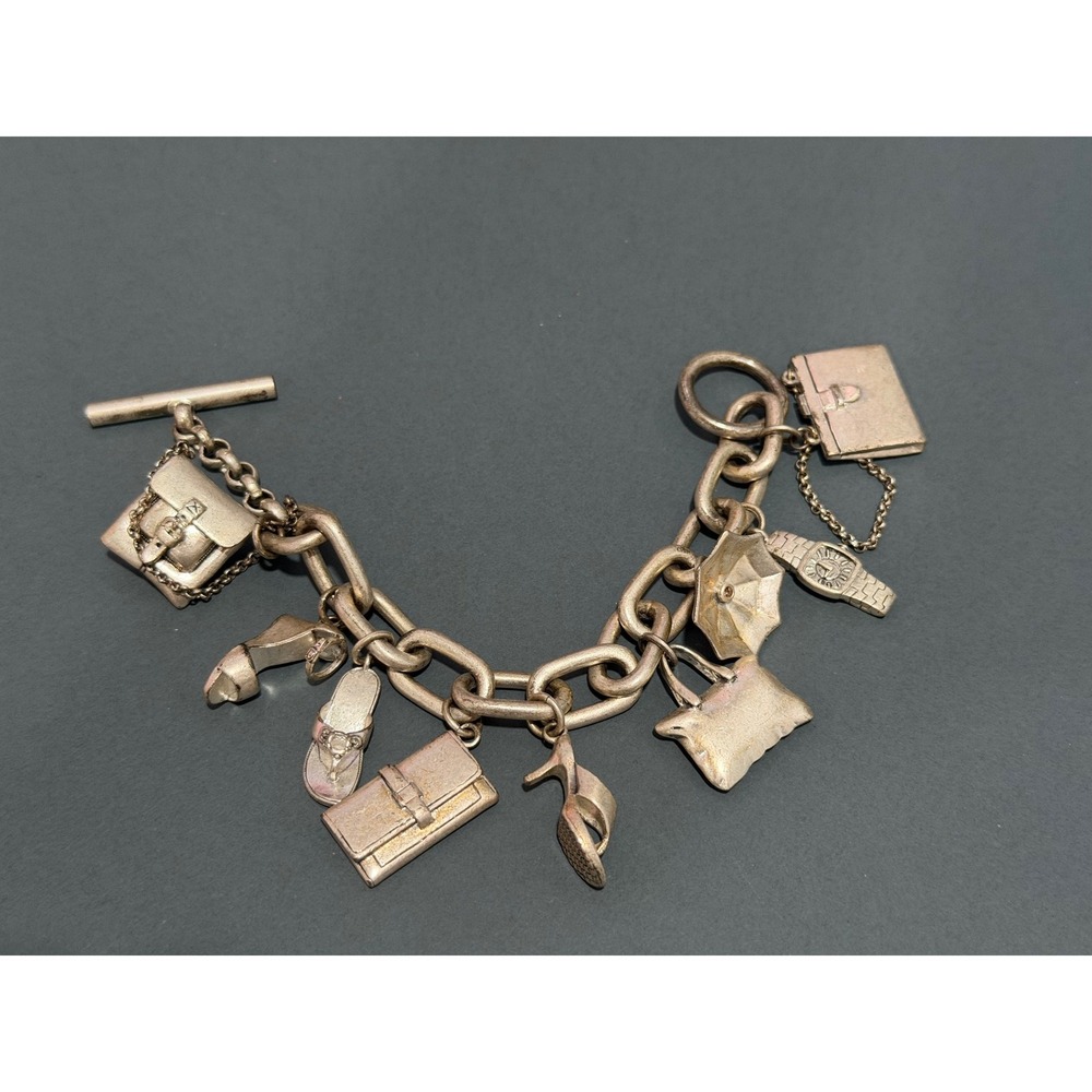Kenneth Cole Charm Bracelet 6.50" Silver Tone Fashion‎ Handbags Shoes Toggle Y2K